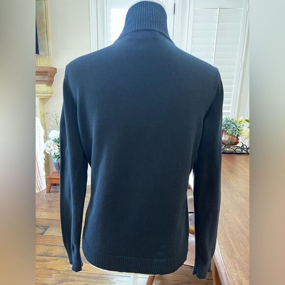 VINTAGE LAUREN RALPH LAUREN PURPLE  BLACK FULL ZIP SWEATER GOLD CREST Sz M - Picture 5 of 10